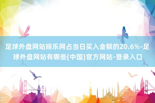 足球外盘网站娱乐网占当日买入金额的20.6%-足球外盘网站有哪些(中国)官方网站-登录入口