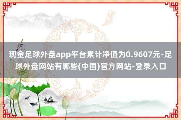 现金足球外盘app平台累计净值为0.9607元-足球外盘网站有哪些(中国)官方网站-登录入口