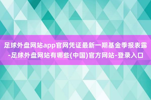 足球外盘网站app官网凭证最新一期基金季报表露-足球外盘网站有哪些(中国)官方网站-登录入口