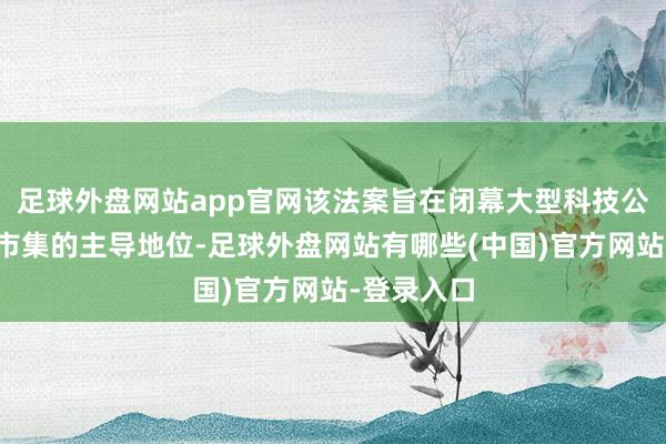 足球外盘网站app官网该法案旨在闭幕大型科技公司在数字市集的主导地位-足球外盘网站有哪些(中国)官方网站-登录入口