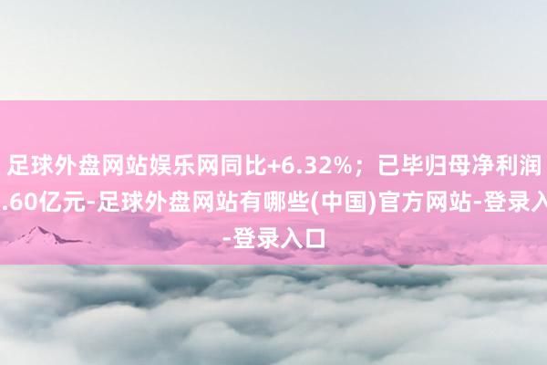 足球外盘网站娱乐网同比+6.32%；已毕归母净利润14.60亿元-足球外盘网站有哪些(中国)官方网站-登录入口