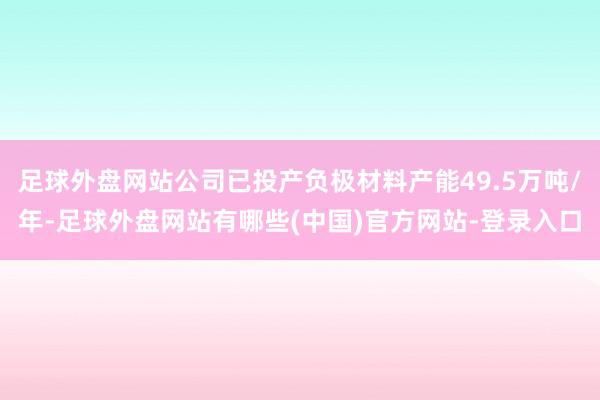 足球外盘网站公司已投产负极材料产能49.5万吨/年-足球外盘网站有哪些(中国)官方网站-登录入口