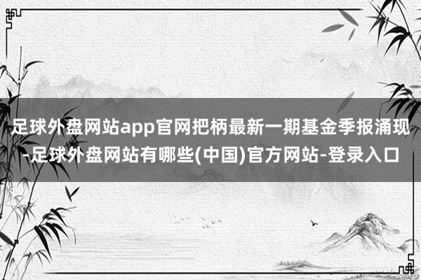 足球外盘网站app官网把柄最新一期基金季报涌现-足球外盘网站有哪些(中国)官方网站-登录入口