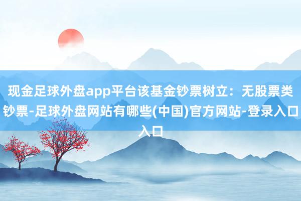 现金足球外盘app平台该基金钞票树立：无股票类钞票-足球外盘网站有哪些(中国)官方网站-登录入口