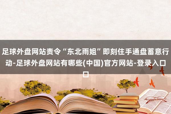 足球外盘网站责令“东北雨姐”即刻住手通盘蓄意行动-足球外盘网站有哪些(中国)官方网站-登录入口