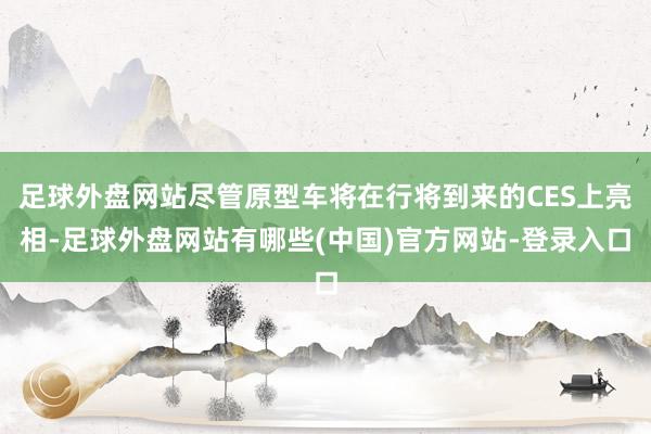 足球外盘网站尽管原型车将在行将到来的CES上亮相-足球外盘网站有哪些(中国)官方网站-登录入口